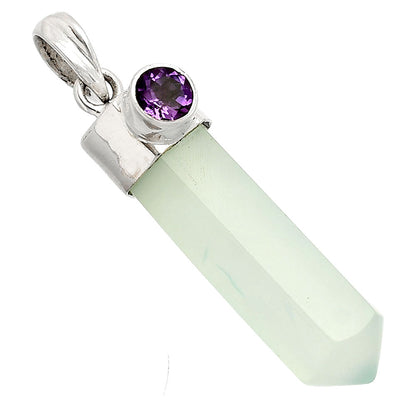 Point - Milky Chalcedony & Amethyst Pendant P-1107 SDP149002
