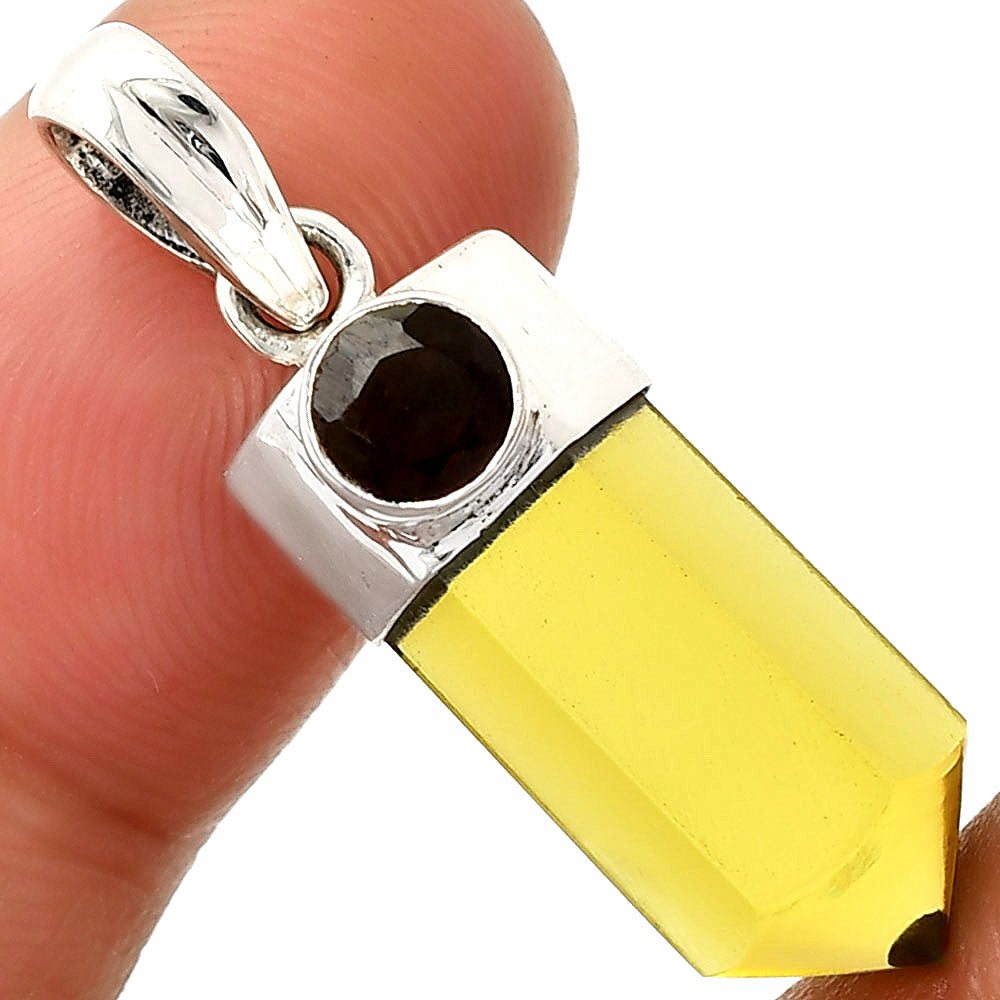 Point - Lemon Quartz & Black Onyx Pendant P-1107 SDP149029
