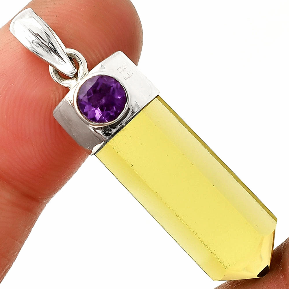 Point - Lemon Quartz & Amethyst Pendant P-1107 SDP149039