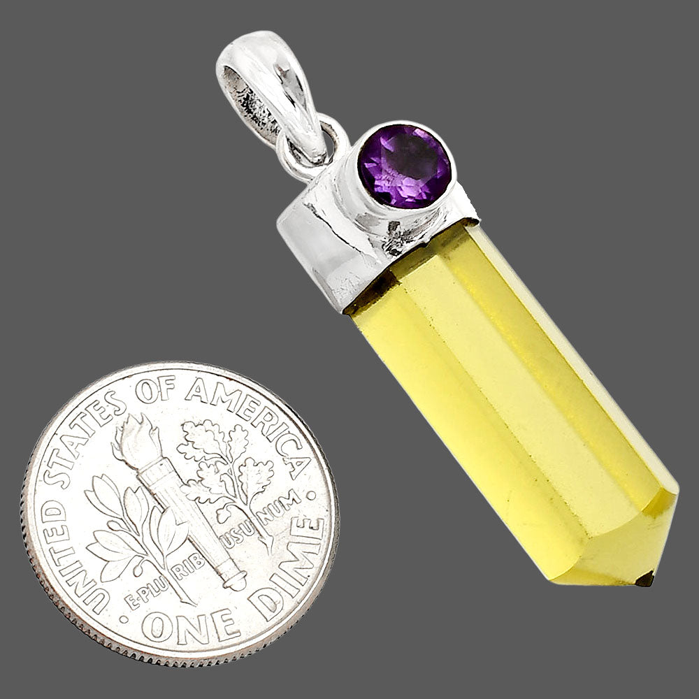 Point - Lemon Quartz & Amethyst Pendant P-1107 SDP149039