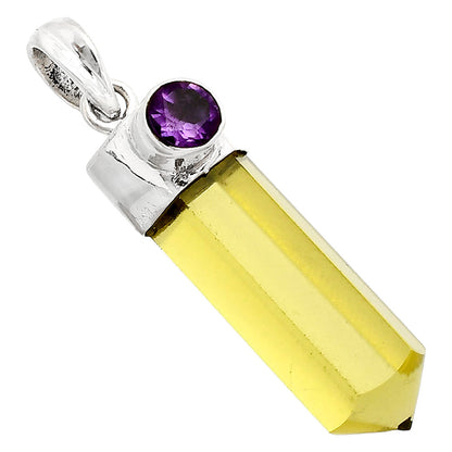Point - Lemon Quartz & Amethyst Pendant P-1107 SDP149039