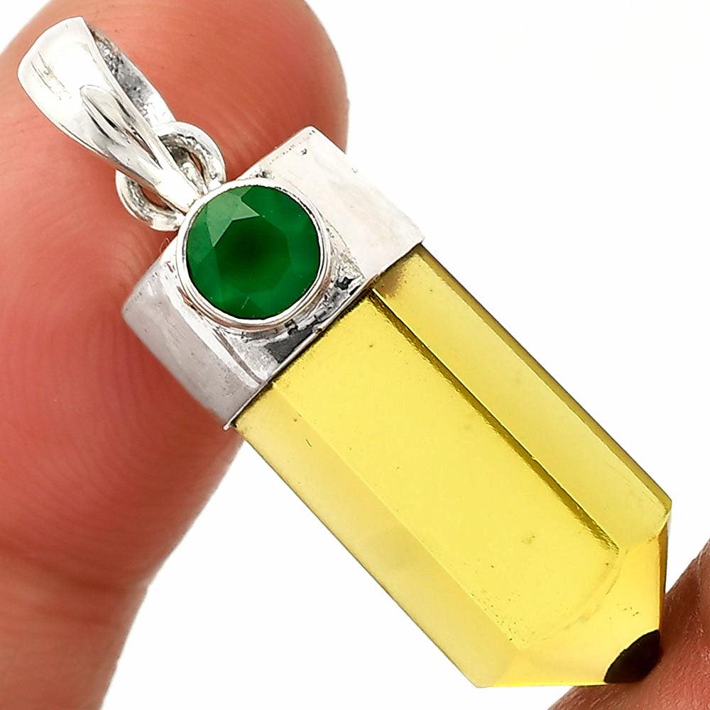Point - Lemon Quartz & Green Onyx Pendant P-1107 SDP149043