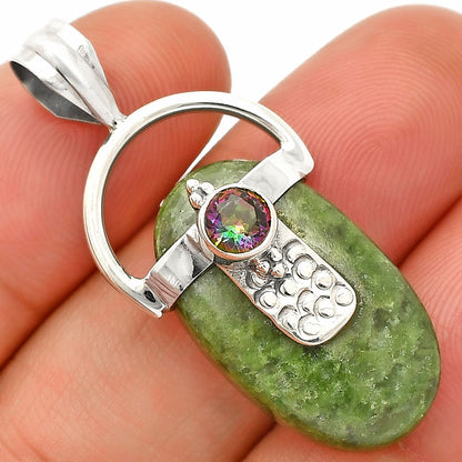 Natural Serpentine & Mystic Topaz Pendant P-1723 SDP149210
