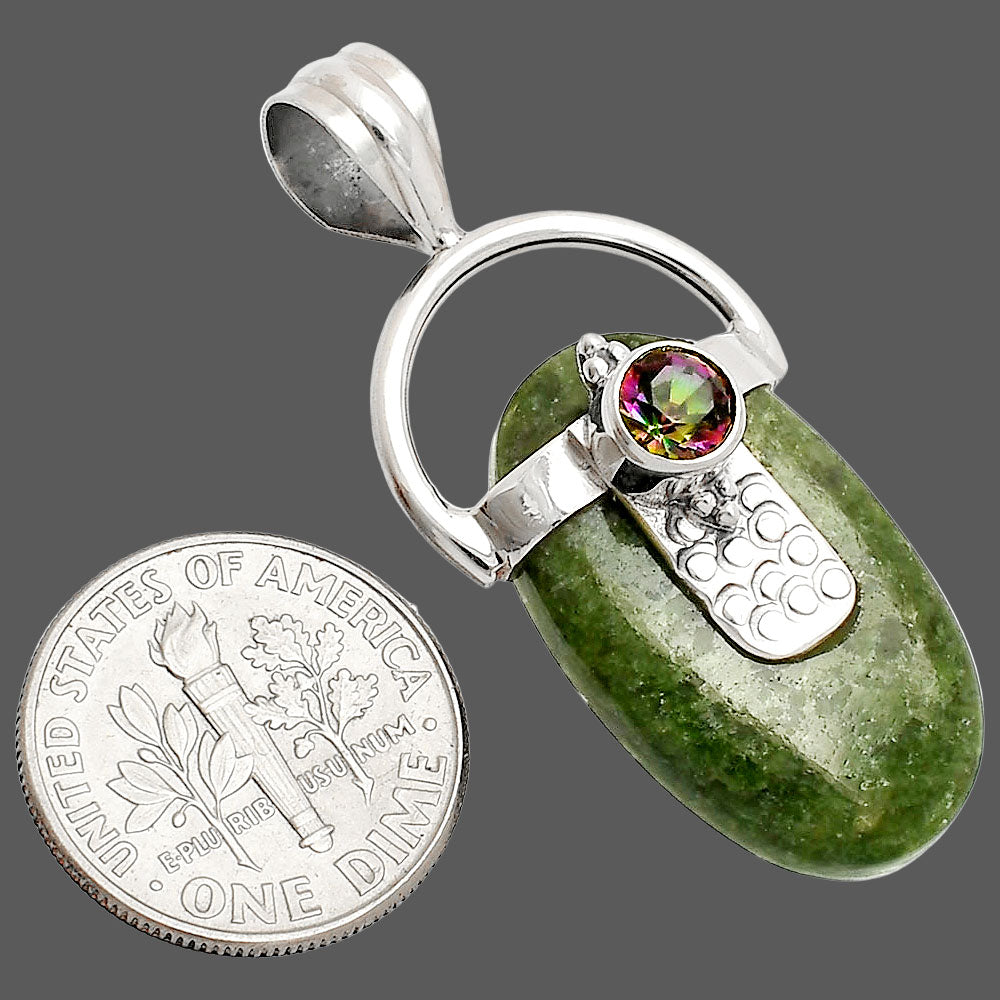 Natural Serpentine & Mystic Topaz Pendant P-1723 SDP149210