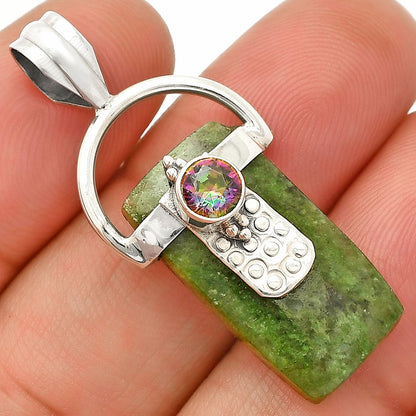 Natural Serpentine & Mystic Topaz Pendant P-1723 SDP149211