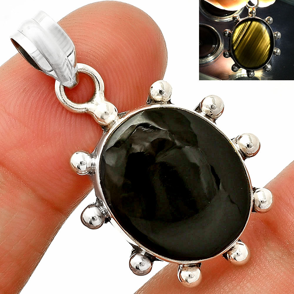 Natural Black Lace Obsidian Pendant P-1733 SDP149280
