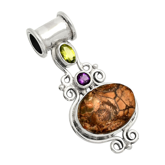 Mexican Bird Eye, Peridot & Amethyst Pendant P-1448 SDP149282