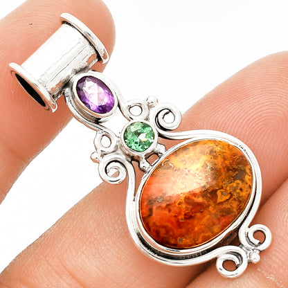 Rare Cady Mountain Agate, Amethyst & Green Tourmaline Pendant P-1448 SDP149292