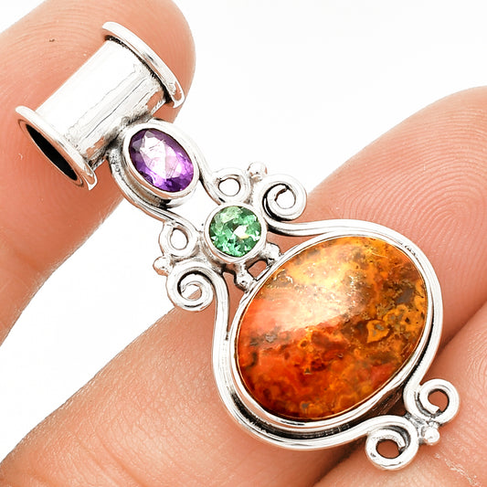 Rare Cady Mountain Agate, Amethyst & Green Tourmaline Pendant P-1448 SDP149292