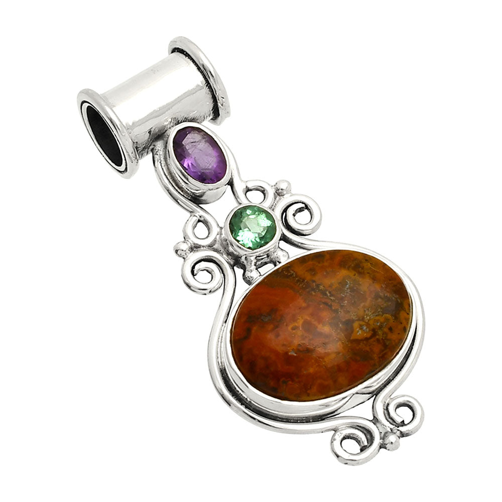 Rare Cady Mountain Agate, Amethyst & Green Tourmaline Pendant P-1448 SDP149292
