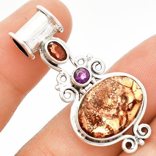 Mexican Bird Eye, Garnet & Amethyst Pendant P-1448 SDP149294