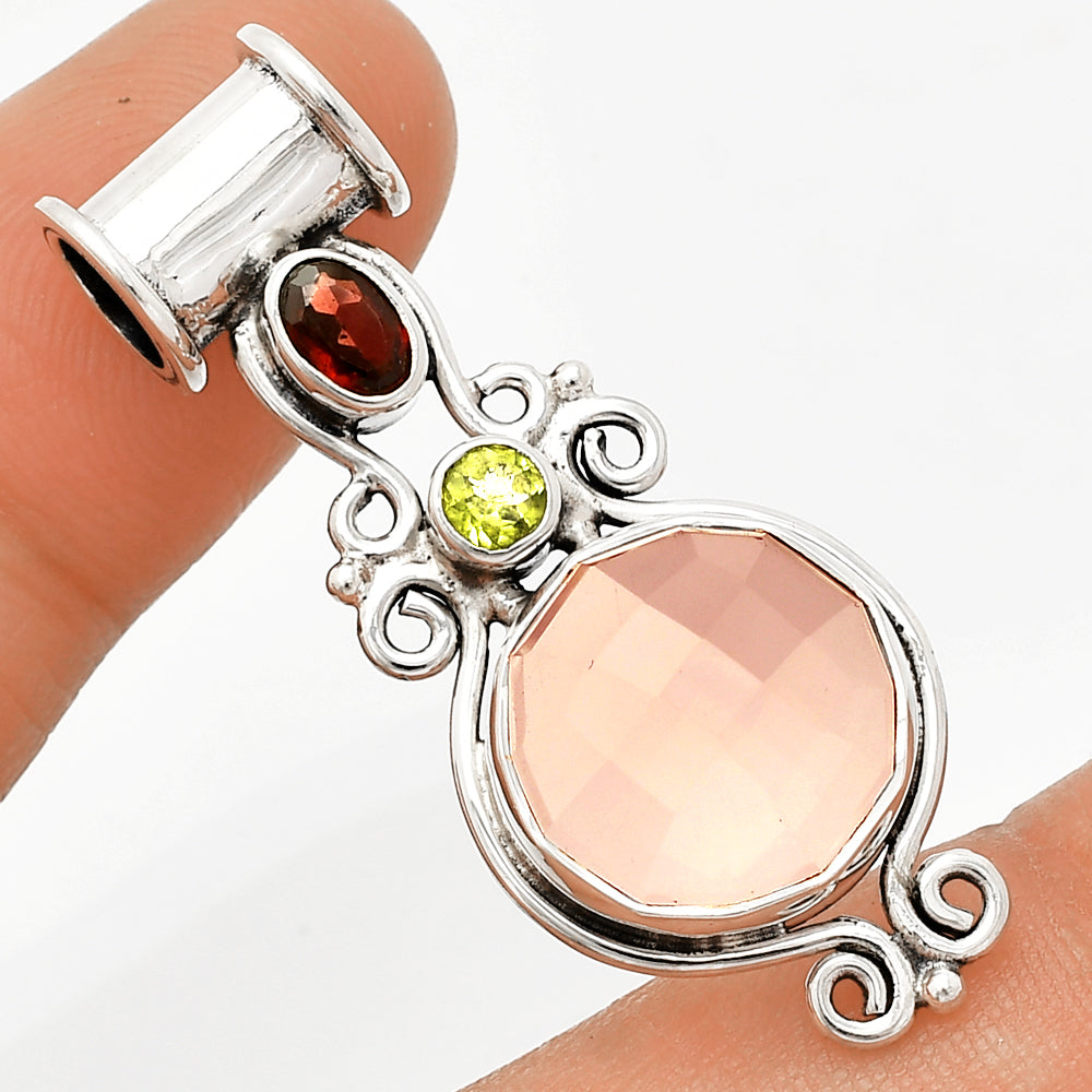 Rose Quartz, Garnet & Peridot Pendant P-1448 SDP149295
