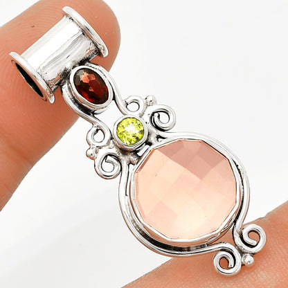 Rose Quartz, Garnet & Peridot Pendant P-1448 SDP149295