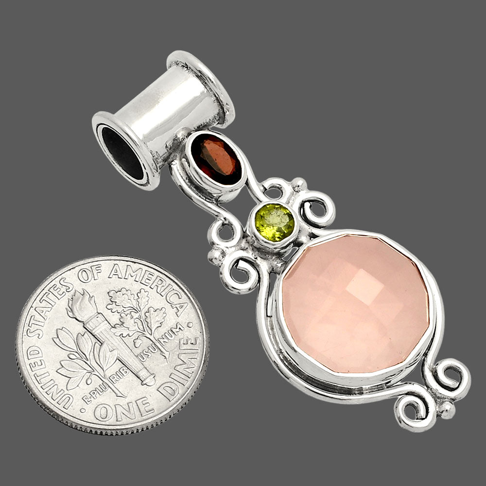 Rose Quartz, Garnet & Peridot Pendant P-1448 SDP149295