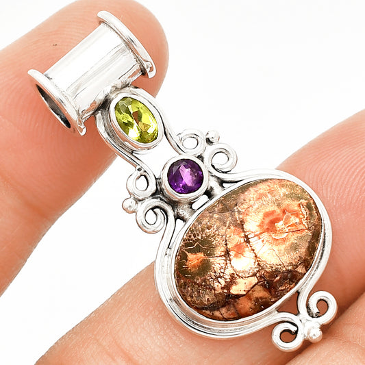 Mexican Bird Eye, Peridot & Amethyst Pendant P-1448 SDP149297