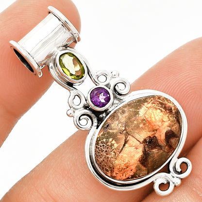 Mexican Bird Eye, Peridot & Amethyst Pendant P-1448 SDP149317