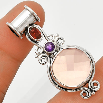 Rose Quartz, Garnet & Amethyst Pendant P-1448 SDP149323