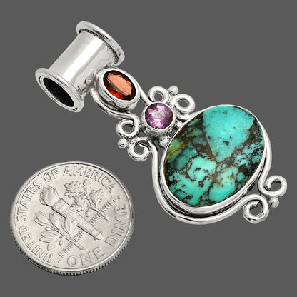 Lucky Charm Tibetan Turquoise, Garnet & Amethyst Pendant P-1448 SDP149330