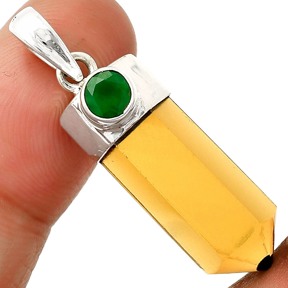Point - Cognac Quartz & Green Onyx Pendant P-1107 SDP149349