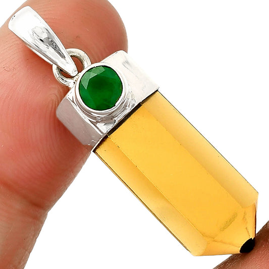 Point - Cognac Quartz & Green Onyx Pendant P-1107 SDP149349