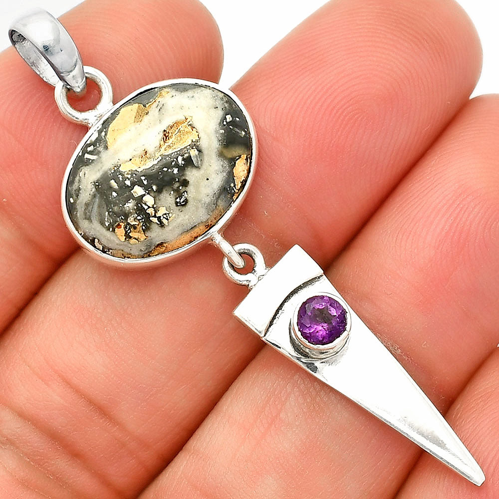 Natural Maligano Jasper & Amethyst Pendant P-1474 SDP149394