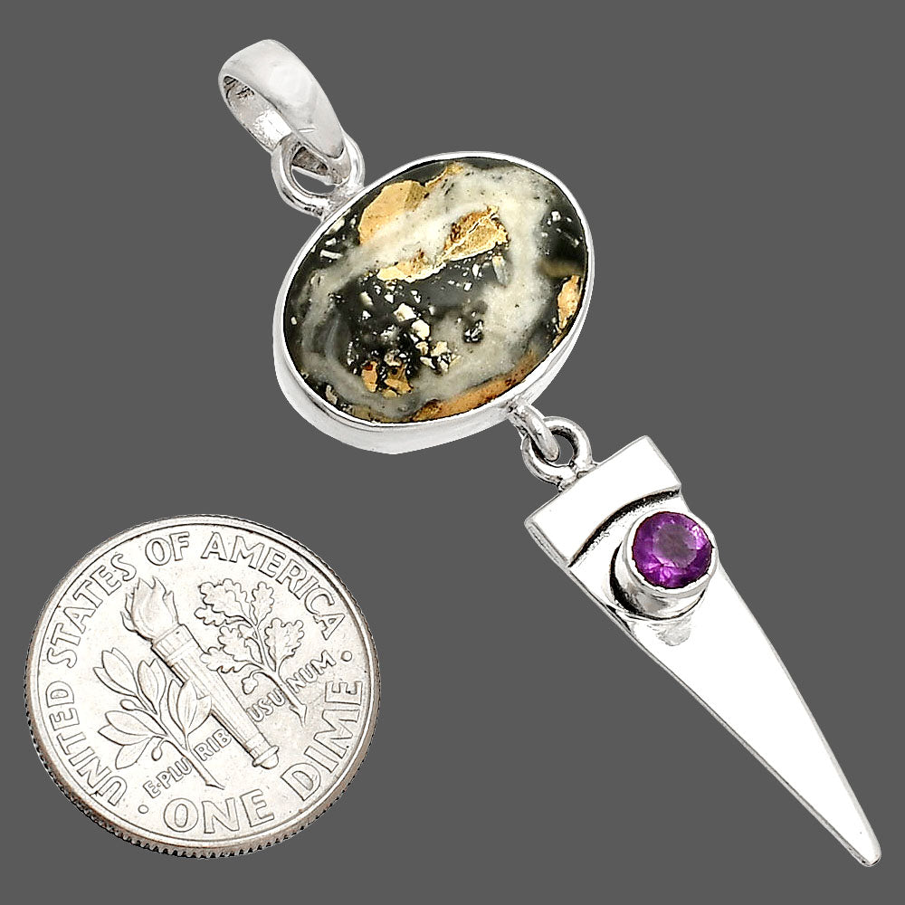 Natural Maligano Jasper & Amethyst Pendant P-1474 SDP149394