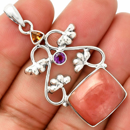 Natural Guava Quartz, Cognac Quartz & Amethyst Pendant P-1294 SDP149460