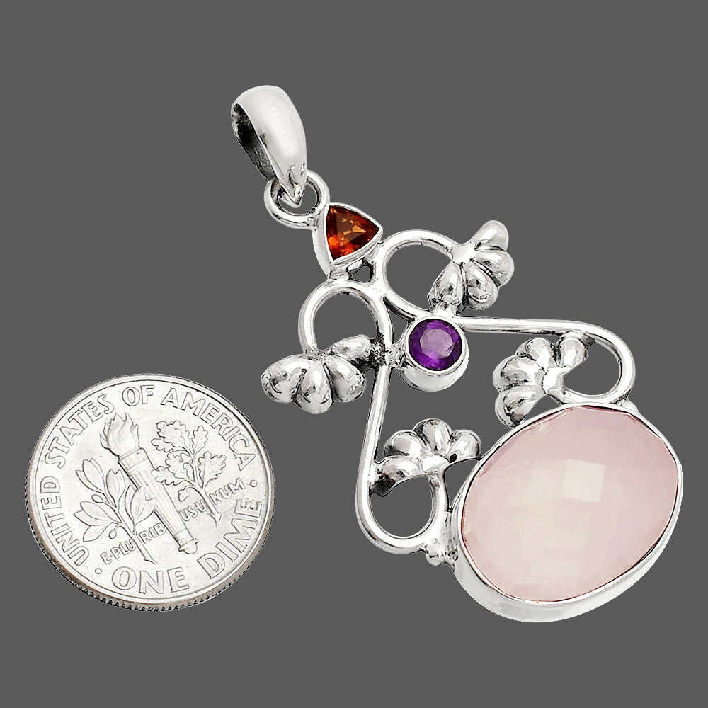 Rose Quartz, Mandarin Citrine & Amethyst Pendant P-1294 SDP149465