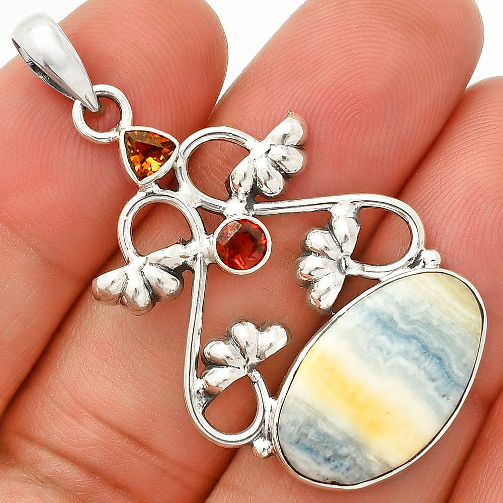 Blue Scheelite, Mandarin Citrine & Garnet Pendant P-1294 SDP149477