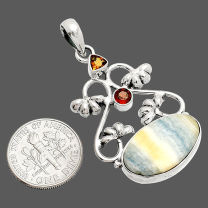 Blue Scheelite, Mandarin Citrine & Garnet Pendant P-1294 SDP149477