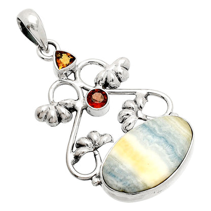 Blue Scheelite, Mandarin Citrine & Garnet Pendant P-1294 SDP149477