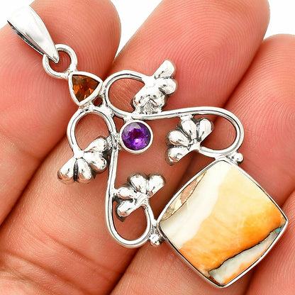 Spiny Oyster Turquoise, Mandarin Citrine & Amethyst Pendant P-1294 SDP149478