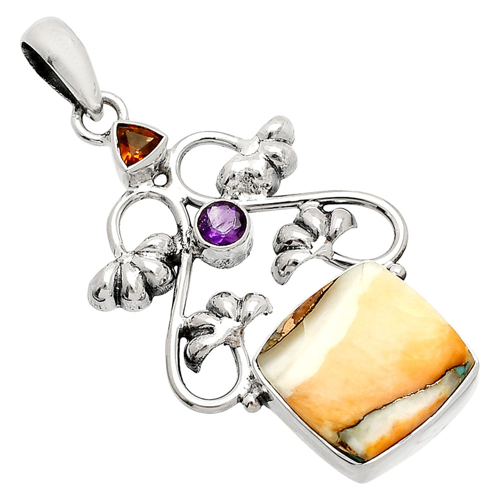 Spiny Oyster Turquoise, Mandarin Citrine & Amethyst Pendant P-1294 SDP149478