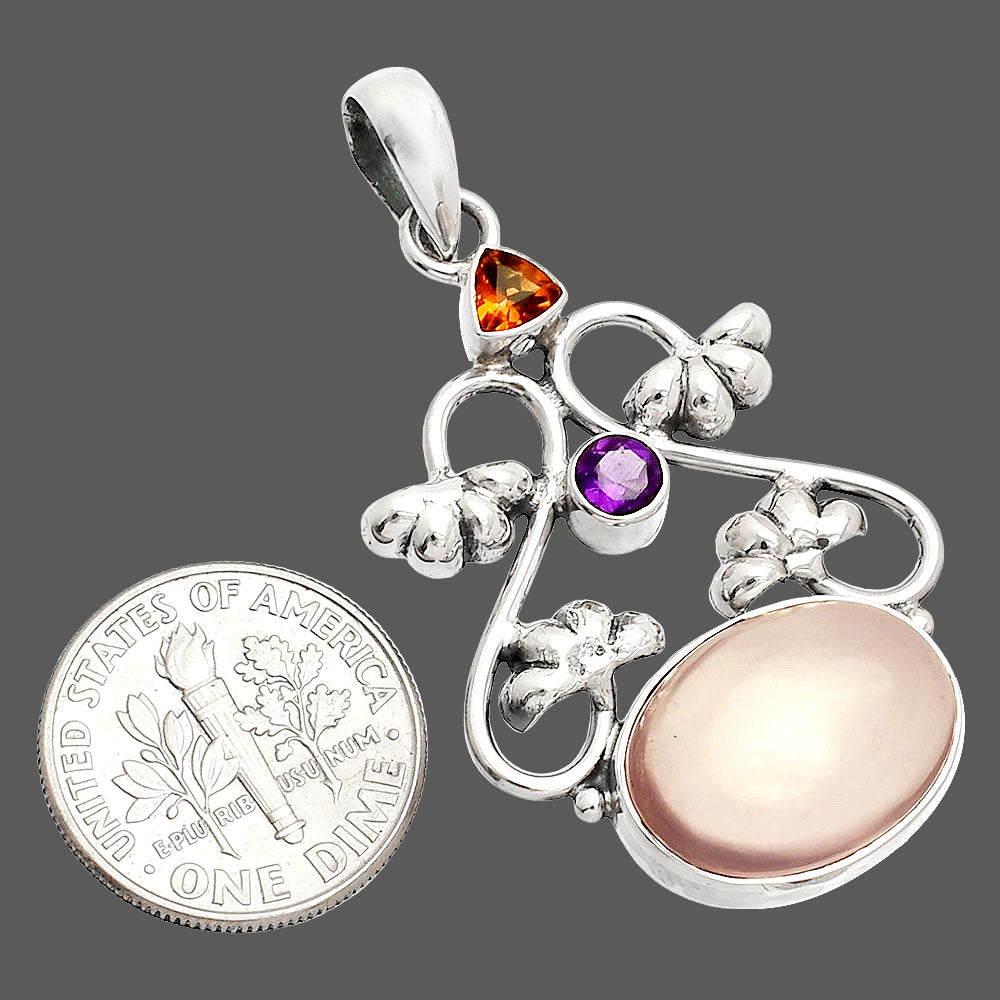 Rose Quartz, Mandarin Citrine & Amethyst Pendant P-1294 SDP149484