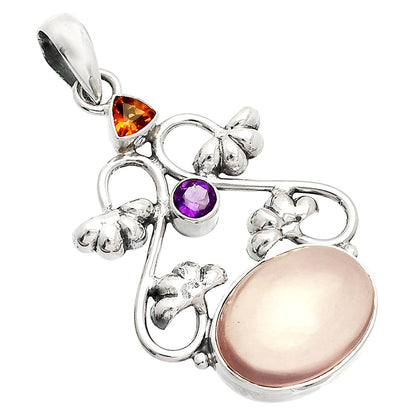 Rose Quartz, Mandarin Citrine & Amethyst Pendant P-1294 SDP149484