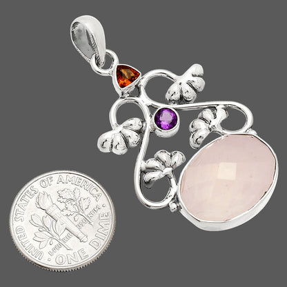 Rose Quartz, Mandarin Citrine & Amethyst Pendant P-1294 SDP149492
