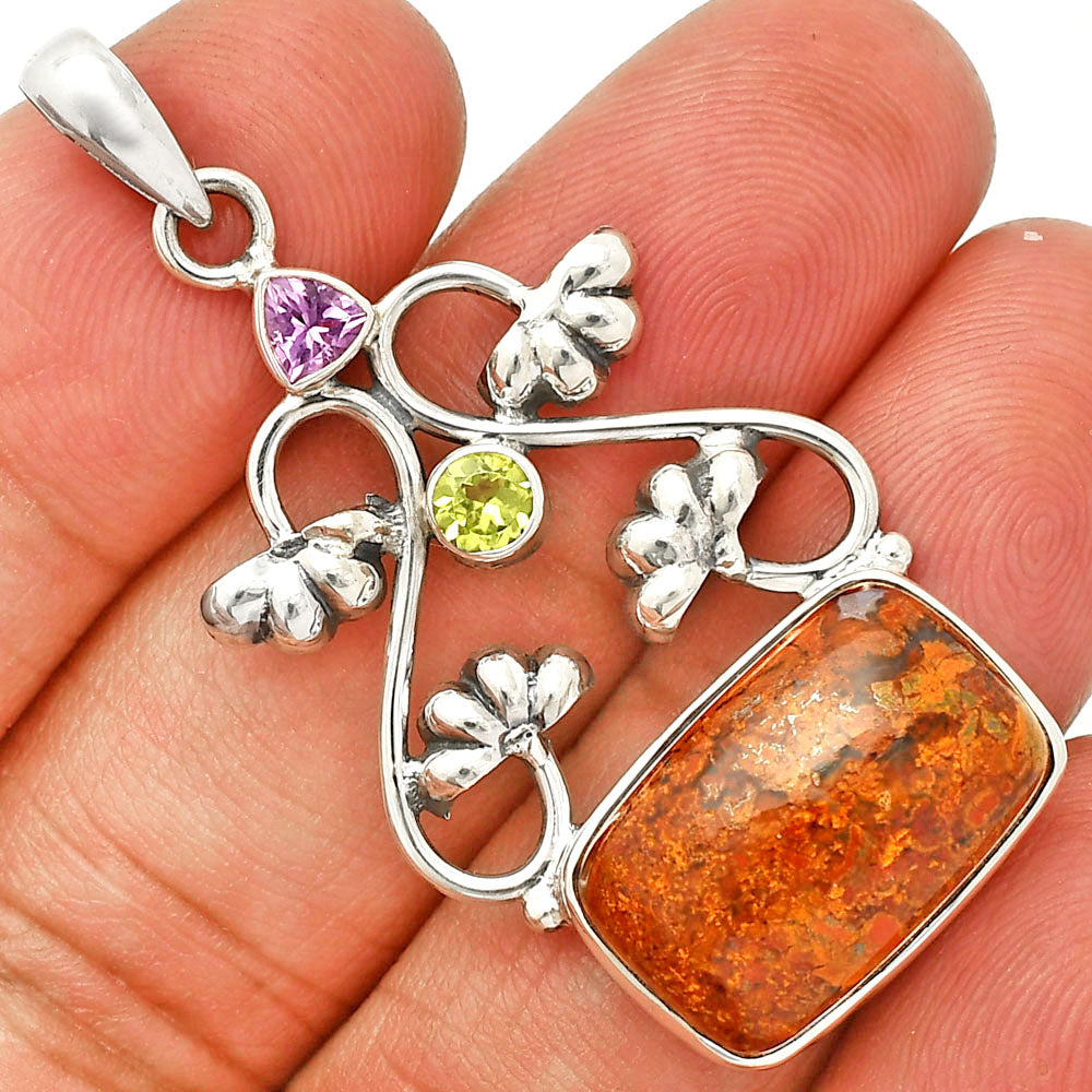 Rare Cady Mountain Agate, Amethyst & Peridot Pendant P-1294 SDP149494