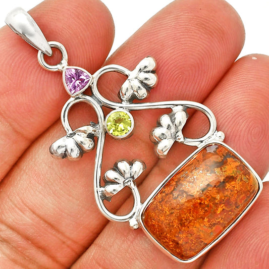 Rare Cady Mountain Agate, Amethyst & Peridot Pendant P-1294 SDP149494