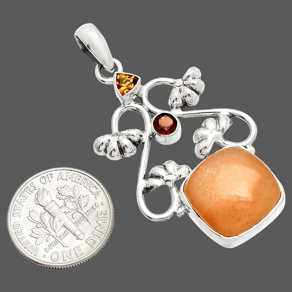 Sunstone, Padparadscha Sapphire & Garnet Pendant P-1294 SDP149502