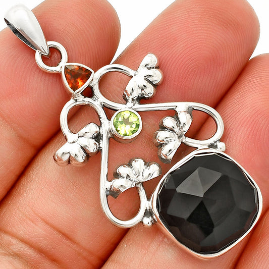 Natural Black Onyx, Mandarin Citrine & Peridot Pendant P-1294 SDP149506