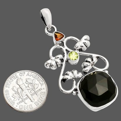 Natural Black Onyx, Mandarin Citrine & Peridot Pendant P-1294 SDP149506