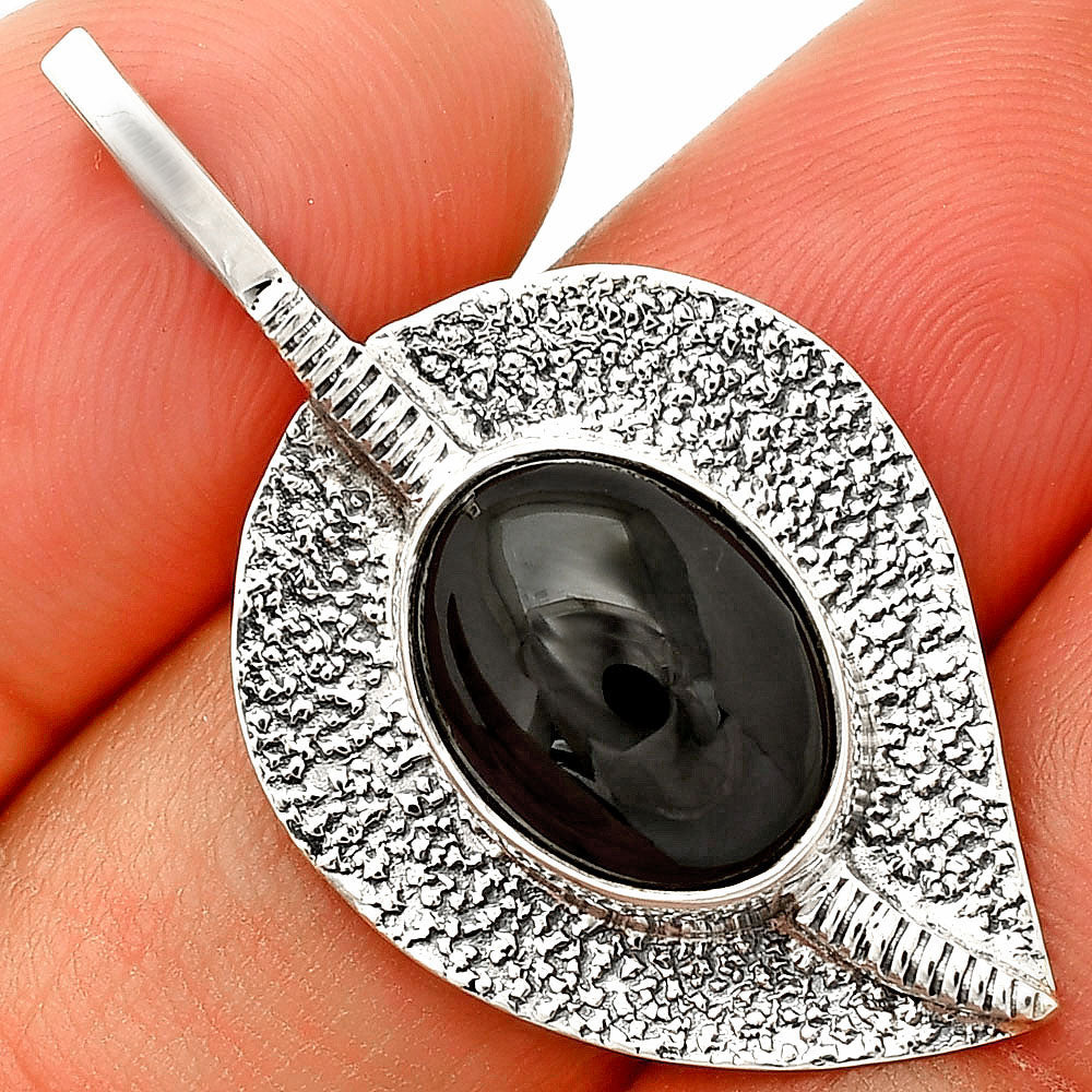 Natural Black Onyx - Brazil Pendant P-1218 SDP149552