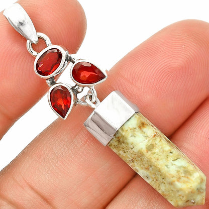 Authentic White Buffalo Turquoise Nevada, Garnet Point Pendant P-1307 SDP149572