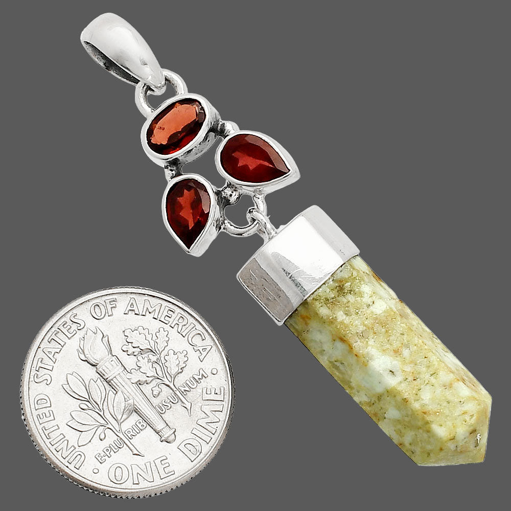 Authentic White Buffalo Turquoise Nevada, Garnet Point Pendant P-1307 SDP149572