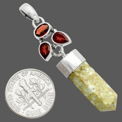 Authentic White Buffalo Turquoise Nevada, Garnet Point Pendant P-1307 SDP149572