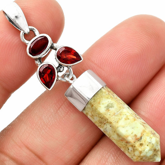 Authentic White Buffalo Turquoise Nevada, Garnet Point Pendant P-1307 SDP149574
