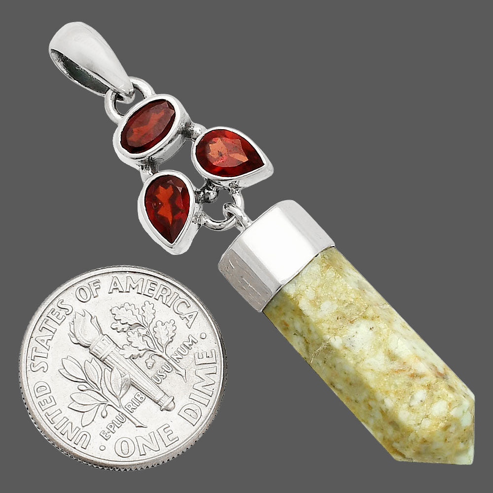 Authentic White Buffalo Turquoise Nevada, Garnet Point Pendant P-1307 SDP149574