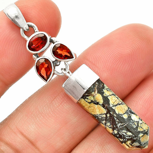 Authentic White Buffalo Turquoise Nevada, Garnet Point Pendant P-1307 SDP149576