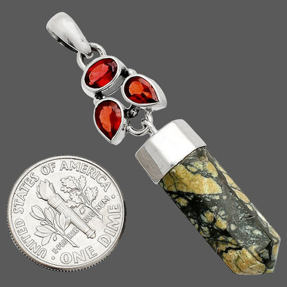 Authentic White Buffalo Turquoise Nevada, Garnet Point Pendant P-1307 SDP149576