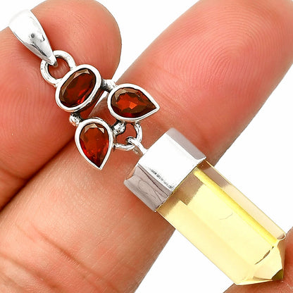 Natural Lemon Quartz & Garnet Point Pendant P-1307 SDP149589